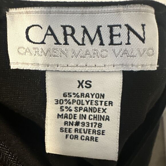 Carmen Marc Valvo Women XS Blouse Peplum Back Zipper Long Sleeve Black - Picture 7 of 7